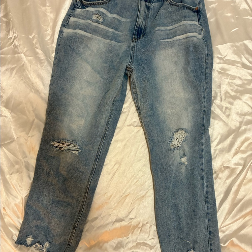 No Boundaries Light Blue Distressed Straight Leg Jeans
